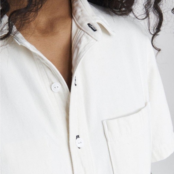 Rag & Bone All In One Denim Shirt Mini Jean Summer Dress in Off White Size XXS - Picture 5 of 12